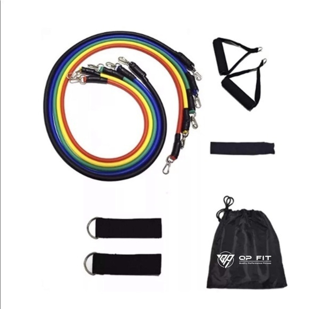 QP Fit 11 Piece Resistance Bands Home Workout Set